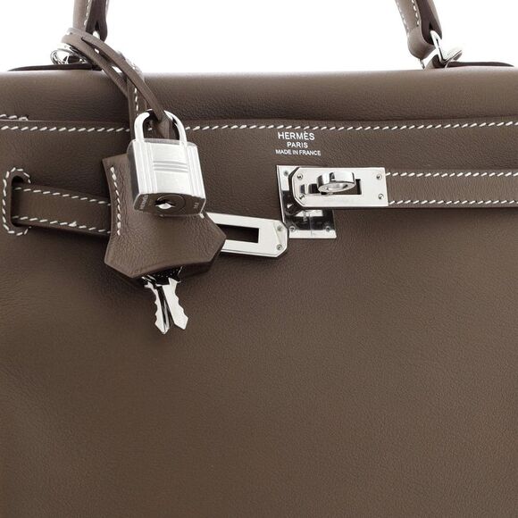 Hermes Kelly Handbag Grey Swift with Palladium Hardware 25 Gray - Picture 7 of 8